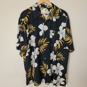 EUC Men's XL Banana Cabana Silk Short Sleeve Shirt  Hawaiian Tropical Floral